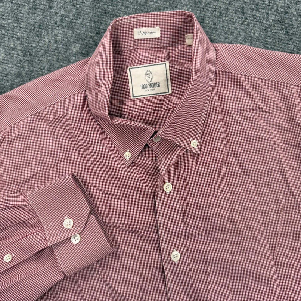 Todd Snyder Shirt Size 17.5" 36/37 Red Gingham Button Down 2 Ply‎ Cotton Men's
